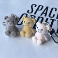 Flocked Mini Teddy Bear Keychains Lobster Clasp 3 Colors view 4