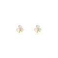 Mini White Pink Enamel Three Petal Flower Gold Tone Studs view 5