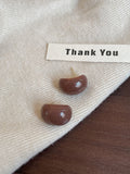 Glossy Oval Stud Earrings In Brown And Red In Two Color Options view 6