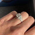 Silver Cushion Clear Center Ring Green Triangle Accents view 3