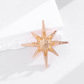 Gold Tone Eight Point Star Irregular Two Designs Metal Brooch Pin view 4