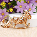 Multicolor Jeweled Rocking Horse Keychain with White Enamel view 4