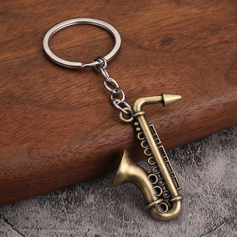 Mini Saxophone Metal Keychain Musical Instrument Charm Gift