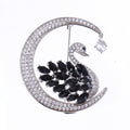 Crescent Moon Swan Brooch Black or Clear Rhinestone Body view 6
