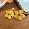 Yellow Raffia Flower Drop Earrings Multi-Cord Pendant Necklace view 6