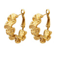 Gold And Steel Ruffled Texture Geometric Hoop Earrings view 5