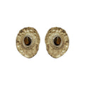 Textured Gold Tone Oval Stud Earrings With Brown Centers view 5