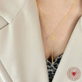 Circle Ring Bar Y Lariat Necklace Gold Or Rose Gold view 3