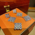 Silver Tone Square Crystal Cluster Drop Stud Earrings view 5