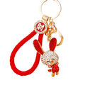 Jeweled Long Ear Rabbit Keychains with Three Braided Loop Styles view 5