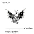 Winged Enamel Dragon Brooch with Polished Metal and Decorative Accents view 5