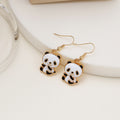 Black and White Panda Gold Tone Dangle Hook Earrings view 4
