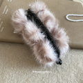 Faux Fur Pom Ball Twist Hair Clip White Pink Coffee view 4