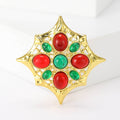Eight Point Star Brooch With Four Colorful Gem Arrangements view 9