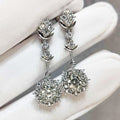 Silver Tone Geometric Clear Stone Cluster Drop Earrings view 2