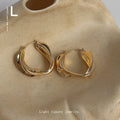 Gold-Tone Twisted Geometric Open Hoop Earrings Pair view 1