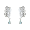 Silver Butterfly Wing Blue Teardrop Clip Stud Earrings view 5