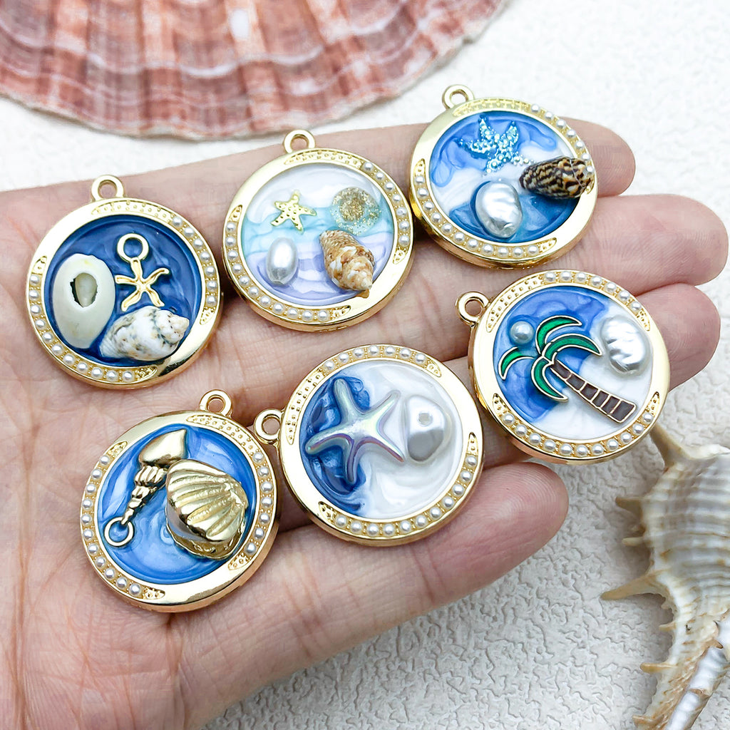 Enamel Zinc Alloy Starfish Ocean Charm Pendant for DIY Earrings Necklace Jewelry