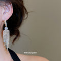 Gold Tone Orange Pearl Crystal Fringe Hoop Earrings view 3
