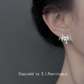 Silver Angel Wing Star Crystal Teardrop Stud Earrings view 2