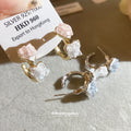 Crystal Heart C-Shaped Stud Earrings in Two Colors view 1