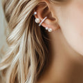 Pearl and Crystal Branch Ear Cuffs in Silver Tone Fashion Jewelry view 3