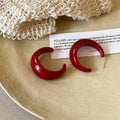 Glossy Resin Chunky Hoop Earrings in Four Earthy Colors view 9