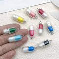 Multicolor Pill Capsule Glossy Charms for Jewelry and Craft Projects view 6