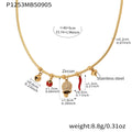 Gold Snake Chain Necklaces With Bell Bee Chili Charms view 6