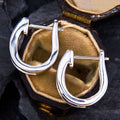Silver Square Channel Crystal Huggie Hoop Earrings Pair view 3