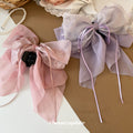 Sheer Mesh Bow Hair Claw Clip Flower Ribbons Pearl Drops view 4
