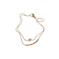 Gold Layered Pearl Station Twisted Bar Necklace Single Style view 5