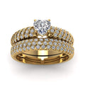 Three Piece Clear Stone Ring Set In Gold And Silver Tones view 1