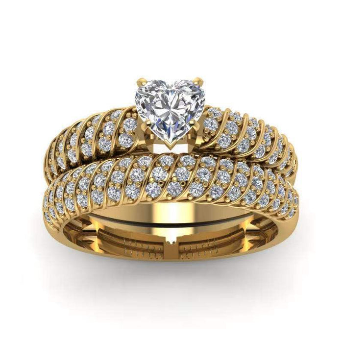 Three Piece Clear Stone Ring Set In Gold And Silver Tones
