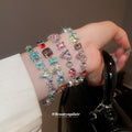 Multicolor Crystal Heart Center Silver Slider Bracelet view 2