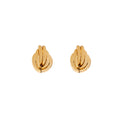 Gold Geometric Ridged Wrap Oval Stud Earrings Metal view 5