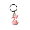 Pink Flocked Flamingo Pair Keychain with Silver Tone Split Ring view 5
