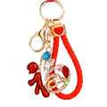 Chinese Fu Character Pompom Keychains in Fourteen Color Options view 5