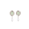 Pale Green Oval Silver Rings Pearl Look Dangle Earrings view 5
