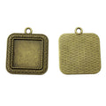 Antique Bronze Square Cabochon Pendant Setting For Jewelry Making view 2