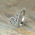 Apple Charm Dangle CZ Band Ring Gold Silver Black Tone view 3