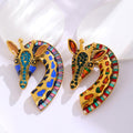 Red Gold Tone Giraffe Crystal Two Designs Metal Brooch Pin view 4