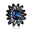 Crystal Sunburst Flower Brooch Burgundy Blue or Green Pin view 5