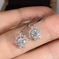Silver Tone Snowflake Drop Earrings With Clear Stones view 1