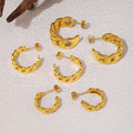 Geometric Chain C-Hoop Cast Earrings Gold Steel Styles view 2
