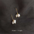Gold Tone Irregular White Pearl Cluster Hook Earrings For Women view 4