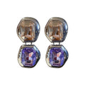 Champagne and Purple Double Gem Stud Earrings Statement Jewelry view 5