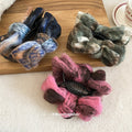 Fuzzy Flocked Bow Duckbill Hair Clips Green Pink Blue view 2