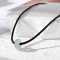 Black Cord Donut Bead Natural Stone Necklaces in Sixteen Colors view 7