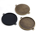 Round Double-Loop Cabochon Pendant Trays in Mixed Finishes view 2